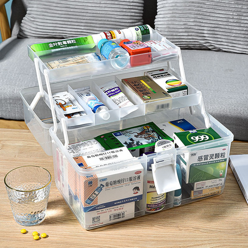 Pharmacy Box Family Size Household Large Capacity Multi-layer Medicine Box with Handle Portable Drug Storage Plastic Medicine Box