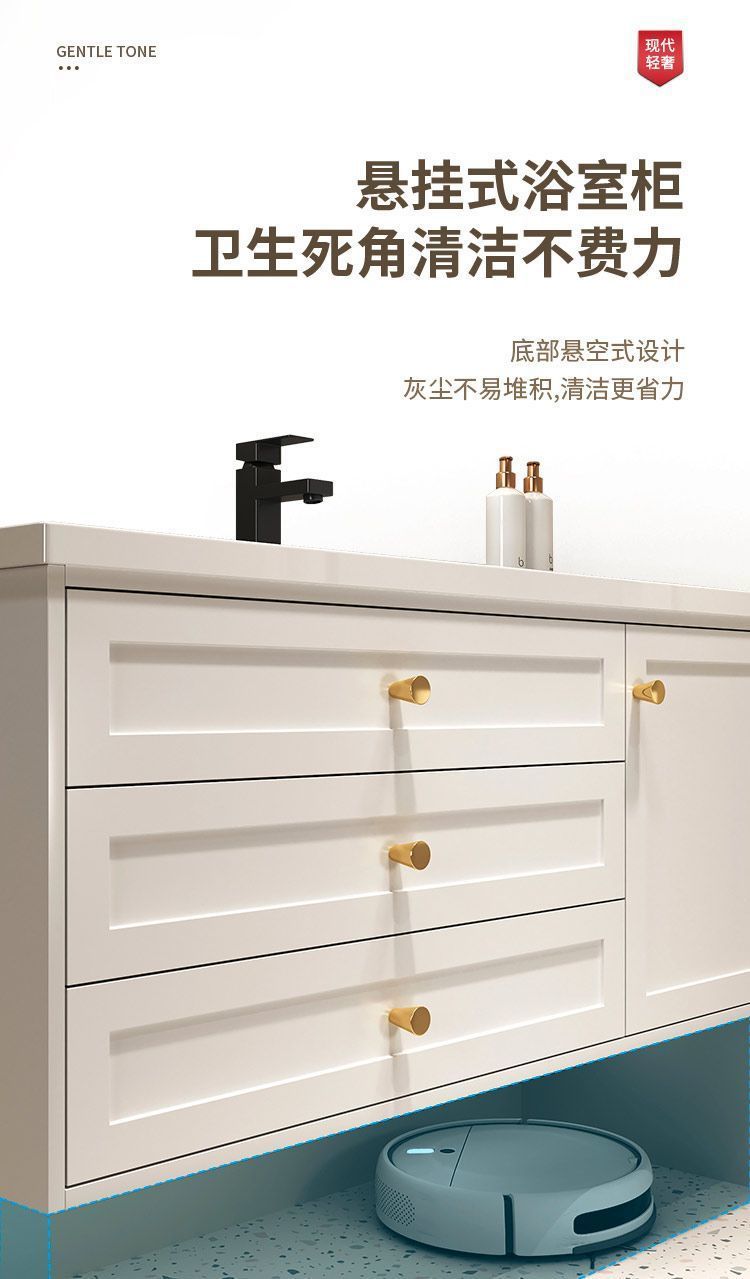 French-style solid wood bathroom cabinet combination, wall-mounted integrated basin for the bathroom, hand washing basin, washbasin, washbasin, and smart mirror cabinet undefined