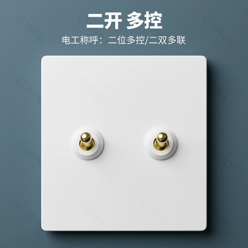 TEP International Electrician Brass Rod Retro White Switch Panel 86 Type Household SIDE 1 Open Three 5 Five Hollow
