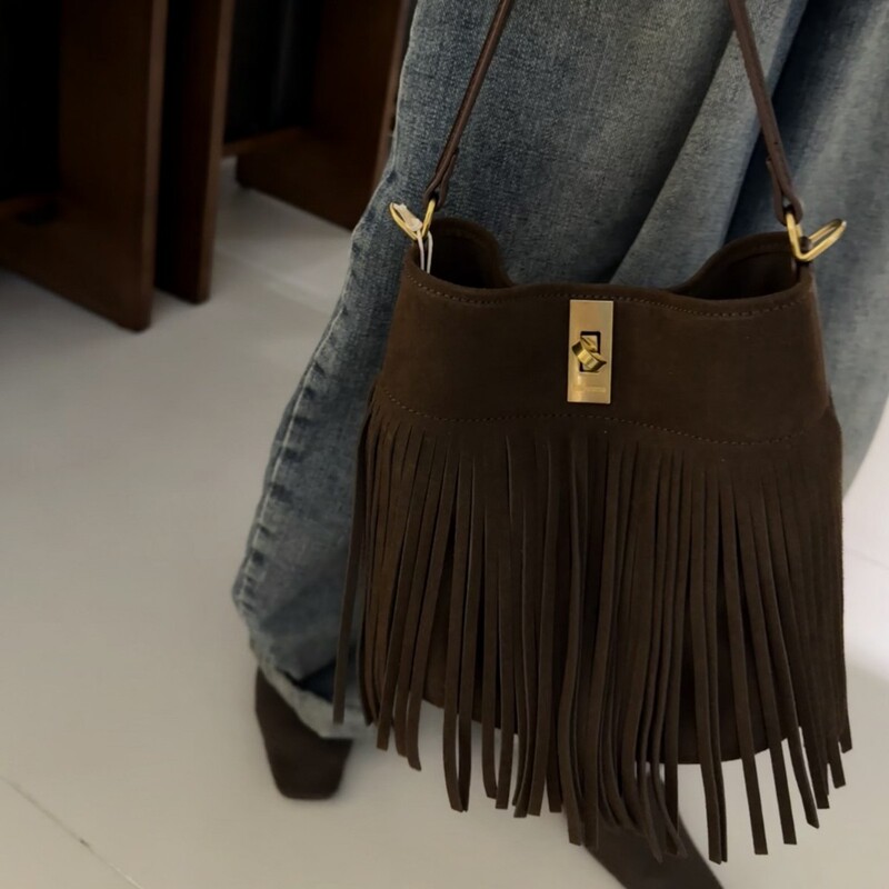 Kepina 2025 New Retro Versatile Simple Fashion Tassel Mother-In-Law Bag Mobile Phone Bag Shoulder Bag K264