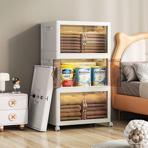 Source Factory | Large-capacity transparent folding storage cabinet storage cabinet household children's installation-free folding storage box