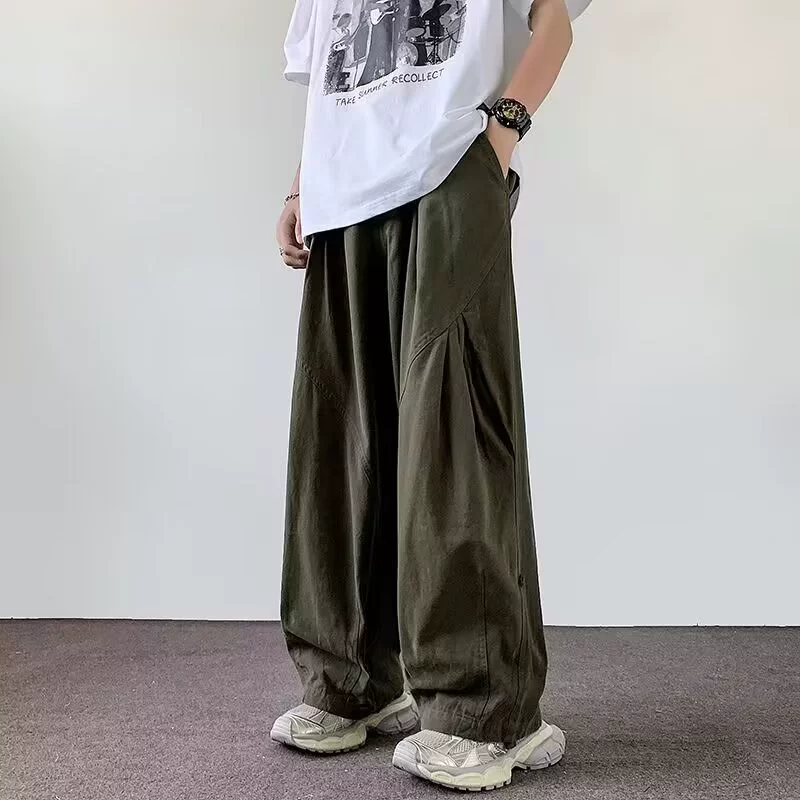 Коричневые японские ретро повседневные брюки для мальчиков и девочек простой стиль колледжа свободные прямые брюки широкие брюки