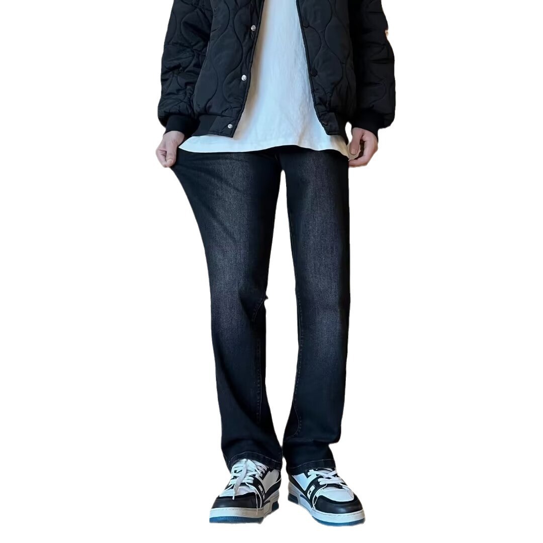 Pantalones vaqueros elásticos viejos lavados de la calle americana primavera y otoño pantalones largos de estilo vibe rectos de moda