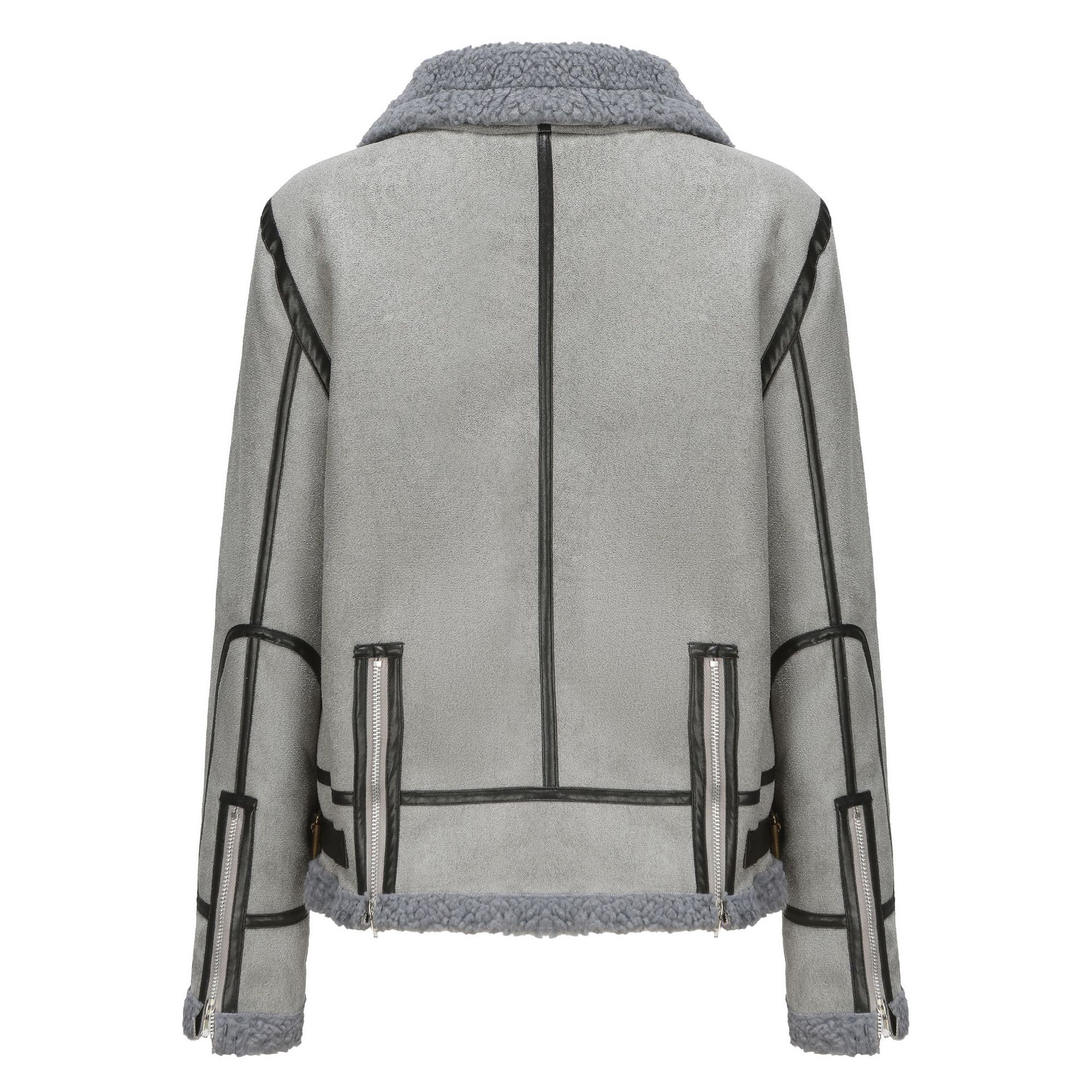 Pelliccia di pecora corta da donna con pelliccia spessa_voghion.com