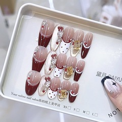 奈姿 纯手工穿戴甲秋冬新款D079手绘追光法式气质猫眼款美甲贴片