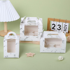 Marbled portable muffin box, round cupcake packaging box, round hole egg yolk pastry box wholesale