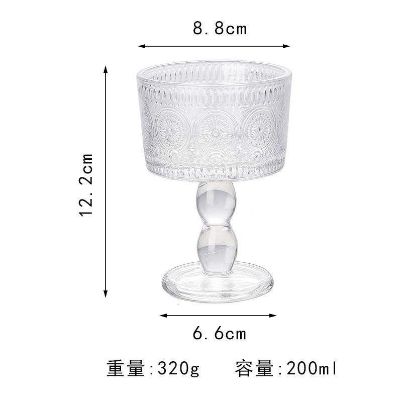 法式复古ins风高脚玻璃杯甜品布丁酸奶杯水果小吃创意冰淇淋杯碗|undefined
