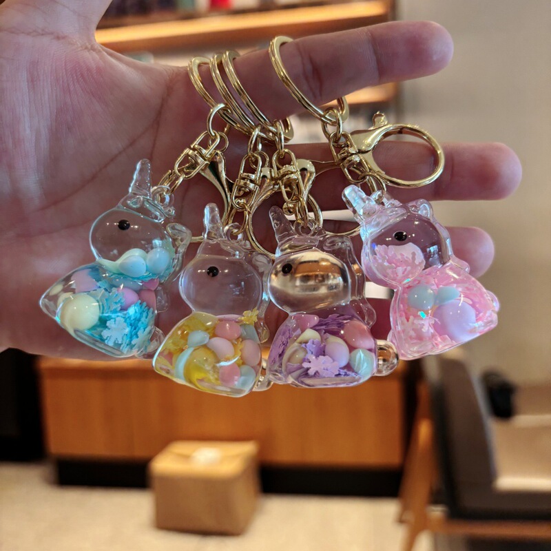 New oil-filled liquid glitter bottle gold powder unicorn keychain acrylic liquid sequin flashing light key pendant accessory New oil-filled liquid glitter bottle gold powder unicorn keychain acrylic liquid sequin flashing light key pendant accessory