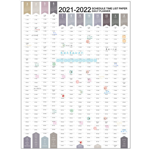 365-day schedule wall sticker for postgraduate students to plan study time and check-in 100 days office work record table 