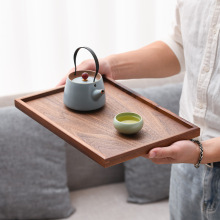 黑胡桃木托盘日式木质长方形茶盘家用点心盘早餐盘甜品咖啡收纳盘