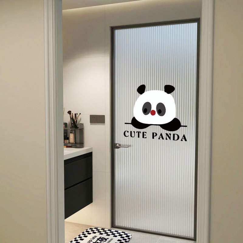 漫画パンダガラスドアステッカーキッチン静電ステッカーウィンドウ装飾浴室引き戸トイレミラー装飾ガラスステッカー|undefined