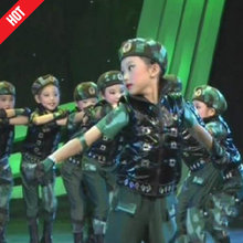 儿童兵娃娃演出服未来保卫者舞蹈服装小荷风采军装绿迷彩表演