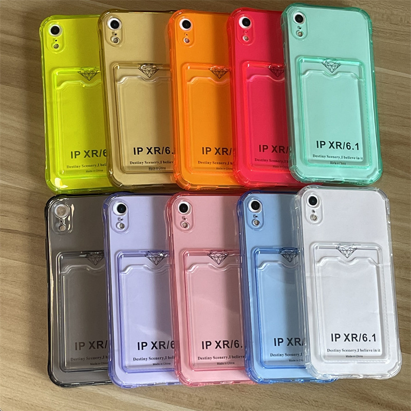 Tpu Card-Insertable Phone Case Suitable for Apple 17Promax Transparent 15 Anti-Drop Phone Protective Case Iphone13/16