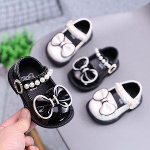 Girls kids baby stage performance princess shoes baby shoes leather shoes of the girls bow princess shoes soft bottom baby toddler 0-1 year 3 children
