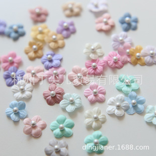 15mm beaded three-dimensional satin flower sheet wedding dress labubu clothes hairpin hat handmade DIY decorative flowers