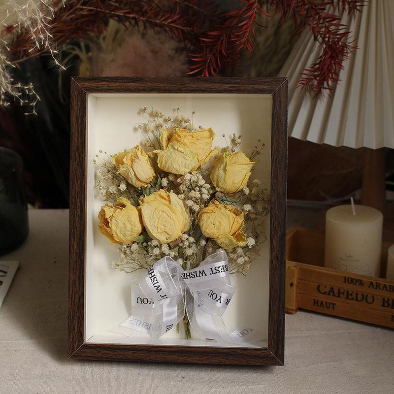 完成品フォトフレームドライ花植物標本真花薔薇家庭装飾置物祝日プレゼントプレゼントプレゼント装飾画|undefined