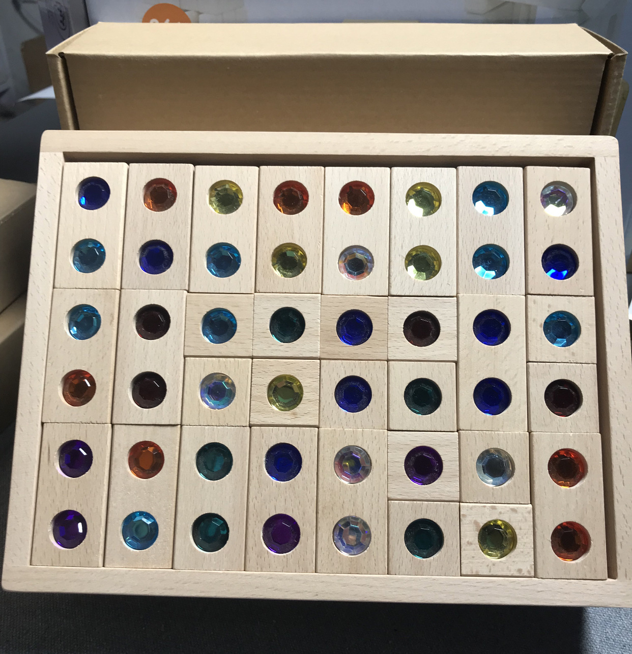 Bloques de construcción digitales de partículas grandes importados de haya 32 tabletas 100 tabletas juguetes educativos de educación temprana bloques de construcción de GEMA de cristal brillante