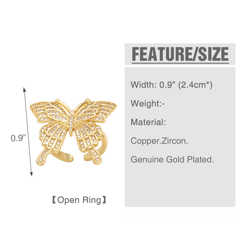 Fashion Butterfly Open Simple Tide Niche Design Sense Personality Copper Ring display picture 2