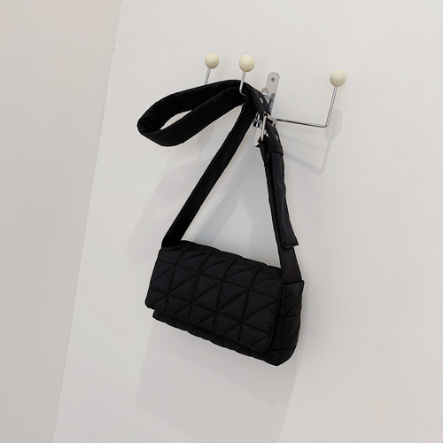 Early autumn new Korean style trendy women's shoulder cotton bag  simple and elegant handbag fashion plaid cotton bag