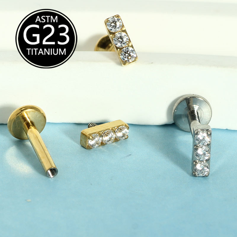 Pointed titanium steel lip stud product view