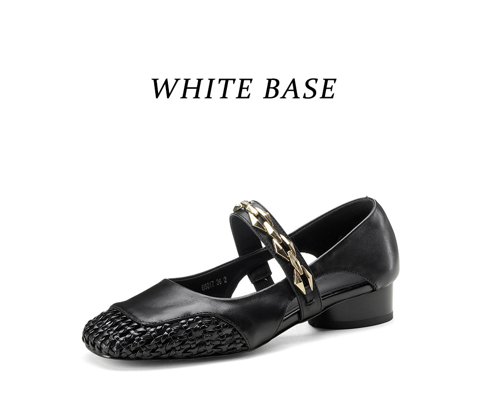 Sandal nữ gót thấp mũi hở quai ngang đế xuồng cỡ lớn 33–43 — đen chi tiết 24