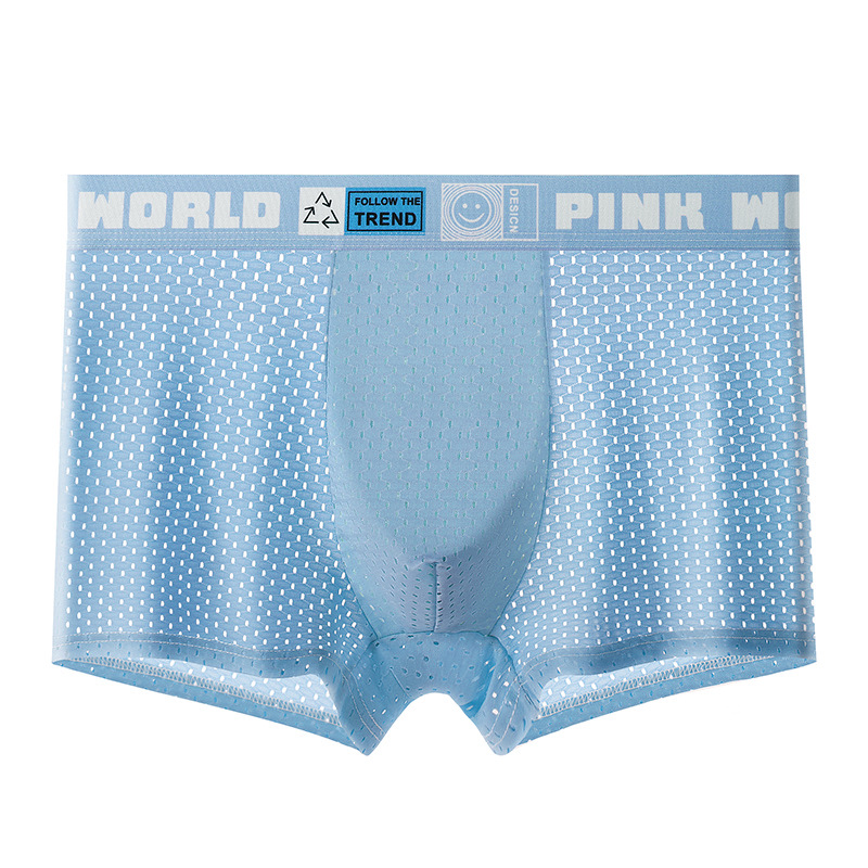 Ropa interior de seda de hielo de los hombres de verano fino Boxer shorts cabeza de malla transpirable deportes jóvenes niños Boxer shorts