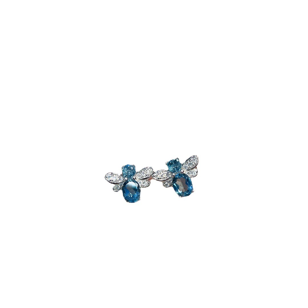 Zefeng Jewelry Natural Topa Stone Study S925 Silver Women's Main Stone 3*4+2*2 Cross -border one