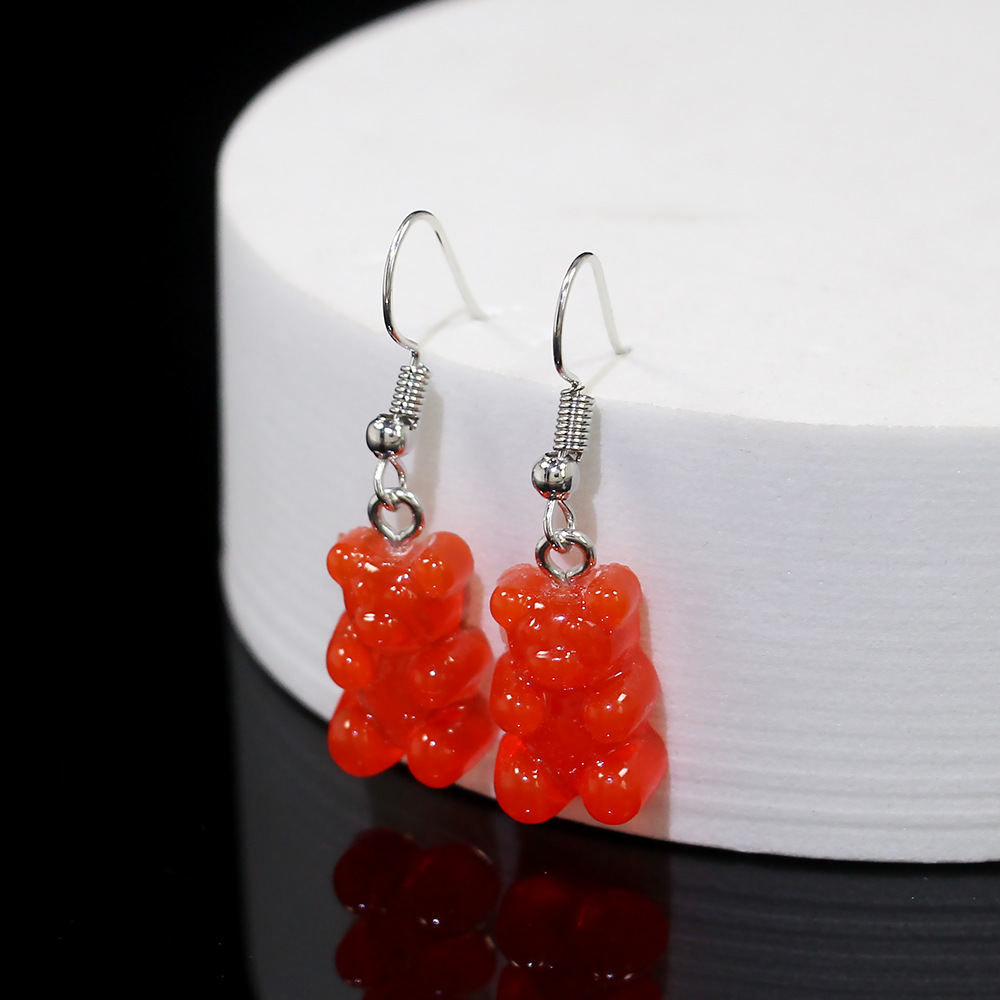 Traje de collar de oso transparente transfronterizo europeo y americano nuevo colgante de dibujos animados de color caramelo de resina collar de mujer de moda personalizada