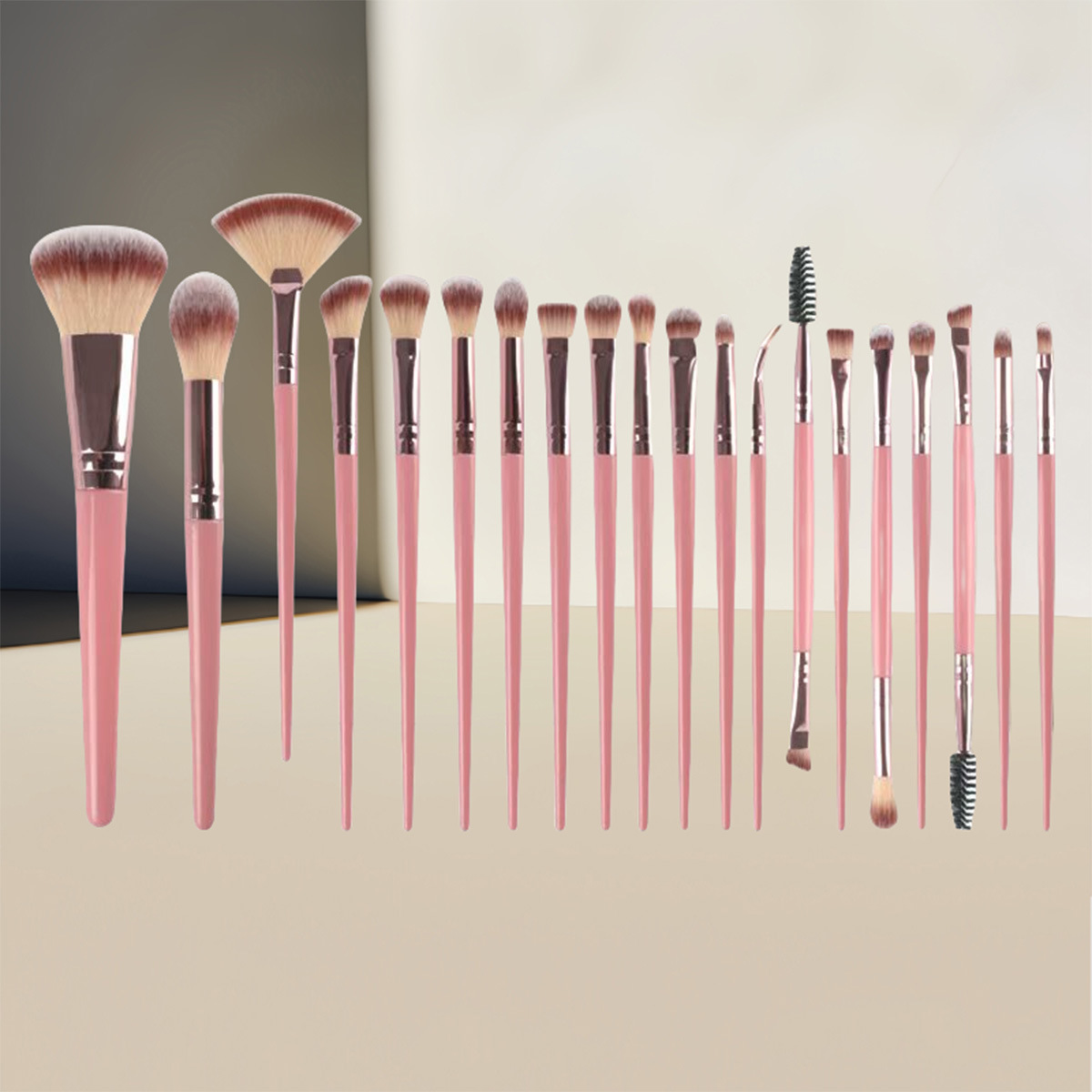 20 pinceles de maquillaje rosa