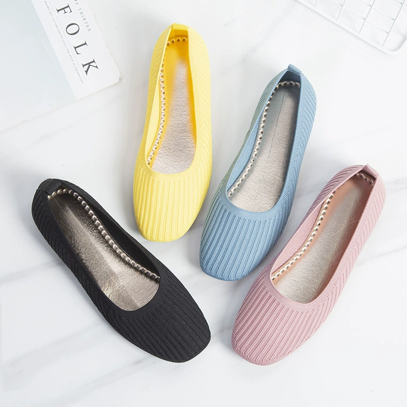 Обувь новая модная обувь на плоской подошве с круглой головкой модная тканая дышащая женская обувь с мягким дном оптом женская обувь