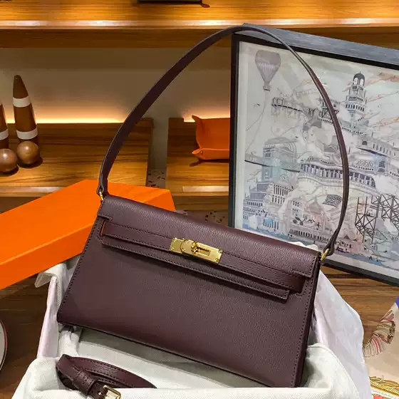 Croco-Embossed Kelly Élan Underarm Bag Premium Horizontal Shoulder Bag Crossbody for Women Genuine Leather Vintage Chic Clutch