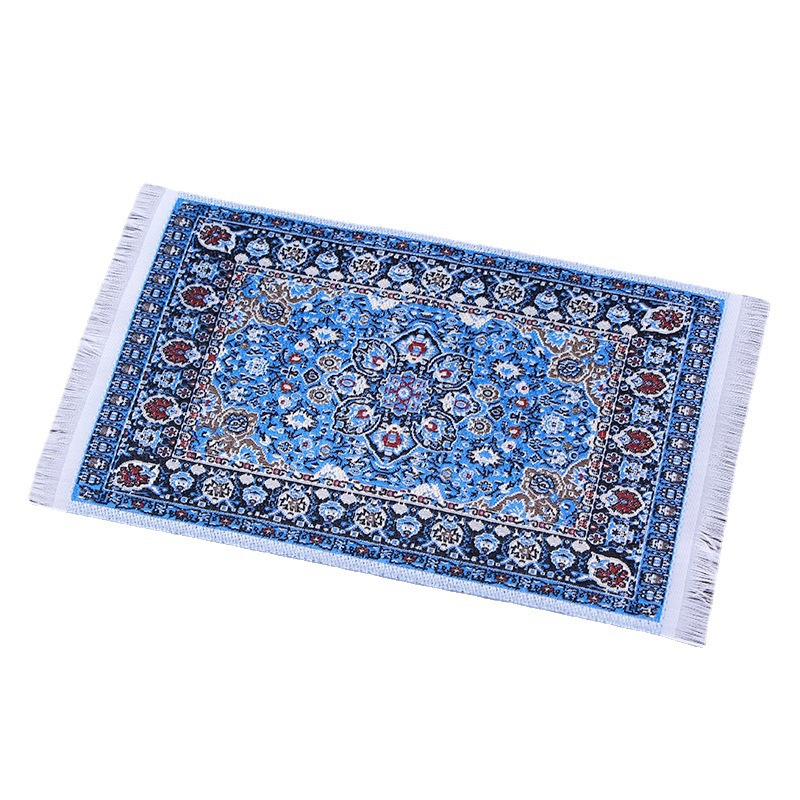 Casa de muñecas decoración de piso mini alfombra turca alfombra persa sala de estar DIY escena miniatura