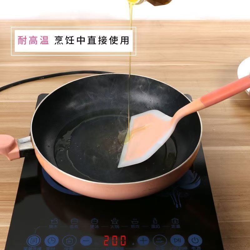 Silikon-Kochmesser hitzebeständig antihaftbeschichtet Pfannenschaber Tamagoyaki-Pfanne Wok-Kochspatel Küchenutensilien Crêpes-Spatel Großhandel Drop-Shipping