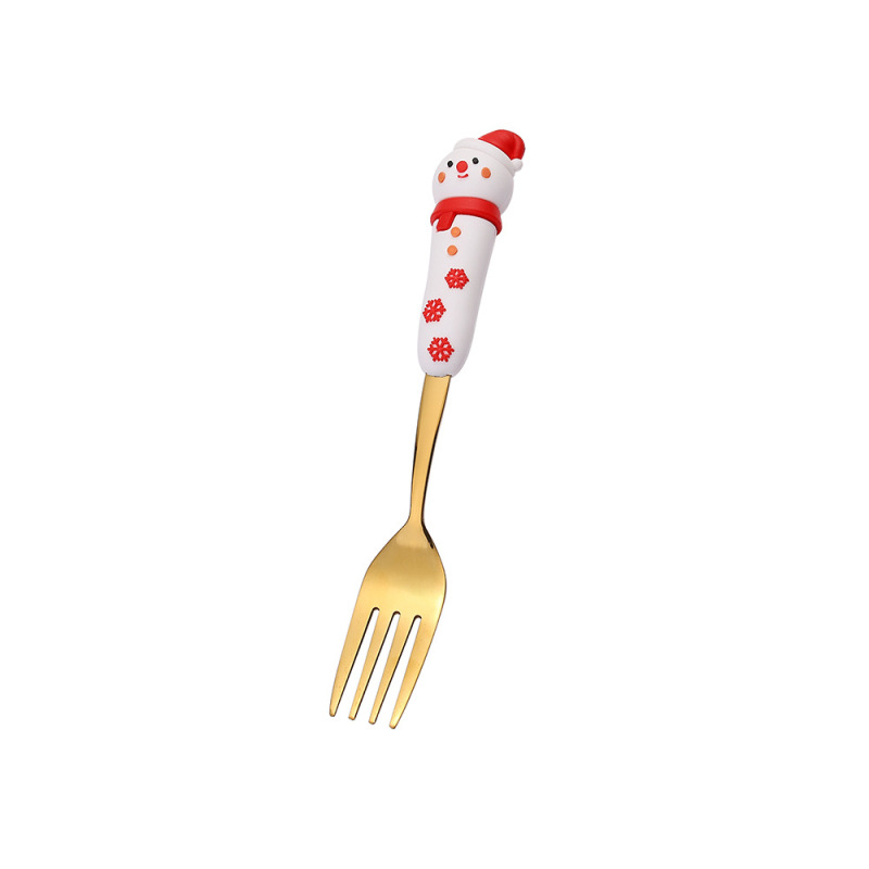 クロスボーダークリスマススプーンとフォーク食器セットヘラジカクリスマスツリーサンタクロース大型ゴールデンスプーンクリスマス食器|undefined
