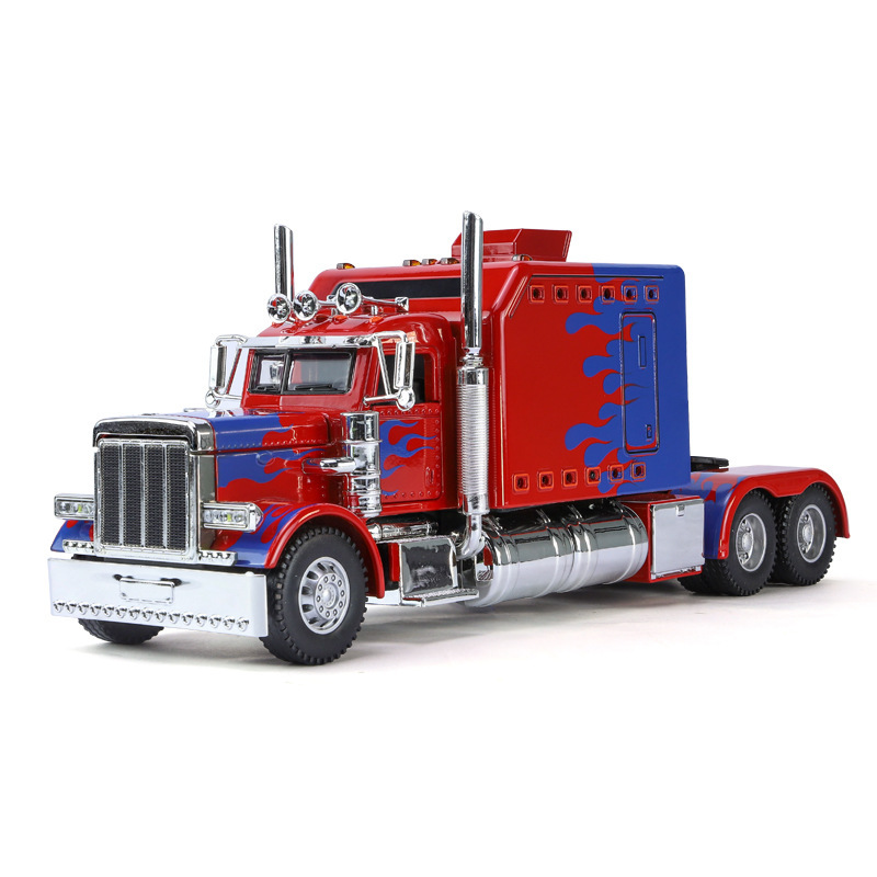 Zhiguan modelo de coche de aleación 1:24 Peterbilt 389 American drag cabeza pull back sonido y luz modelo de coche de juguete adornos