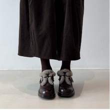 韩版保暖复古毛毛小皮鞋2025秋冬新款百搭皮带扣增高粗跟单鞋女潮