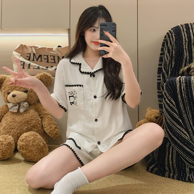 Al por mayor transfronterizo verano nuevos pantalones cortos de mangas cortas nubes pijamas de algodón princesa dulce se puede usar ropa para el hogar