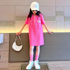 Girls summer thin hooded sweatshirt mid-length skirt 2023 new medium and large children fashionable dress children's skirt trend