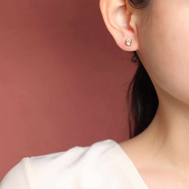 Dây chuyền bạc 925 pha lê vàng tối giản — Pha lê vàng