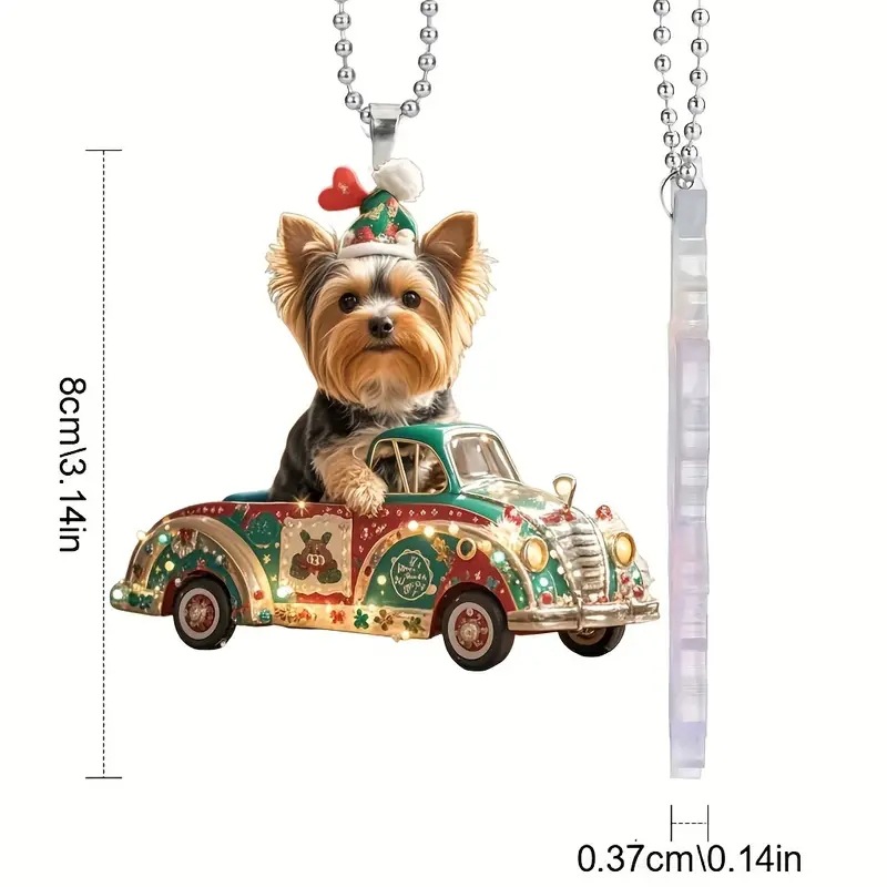 Navidad nuevo conductor York cachorro navideño colgante acrílico plano transfronterizo colgante espejo retrovisor interior