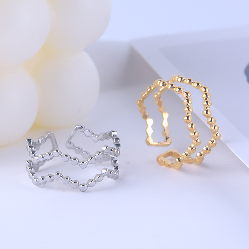 PVD Coated Gold Plating Process 18K Real Gold Plated Plating Material Simple Style Geometric Stainless Steel Plating Open Ring