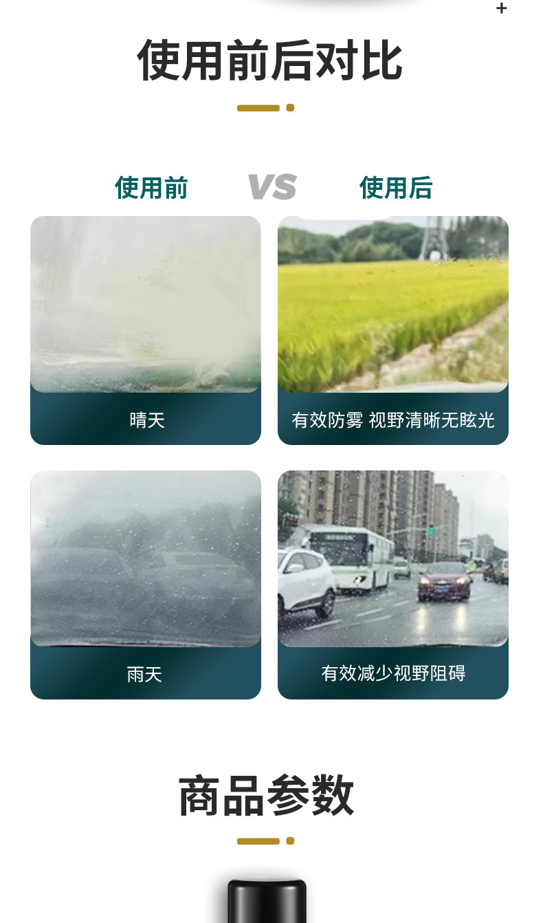 Automobile windshield anti-fog spray rearview mirror rainy weather waterproof artifact long-term rain film drive rain oil removal film agent