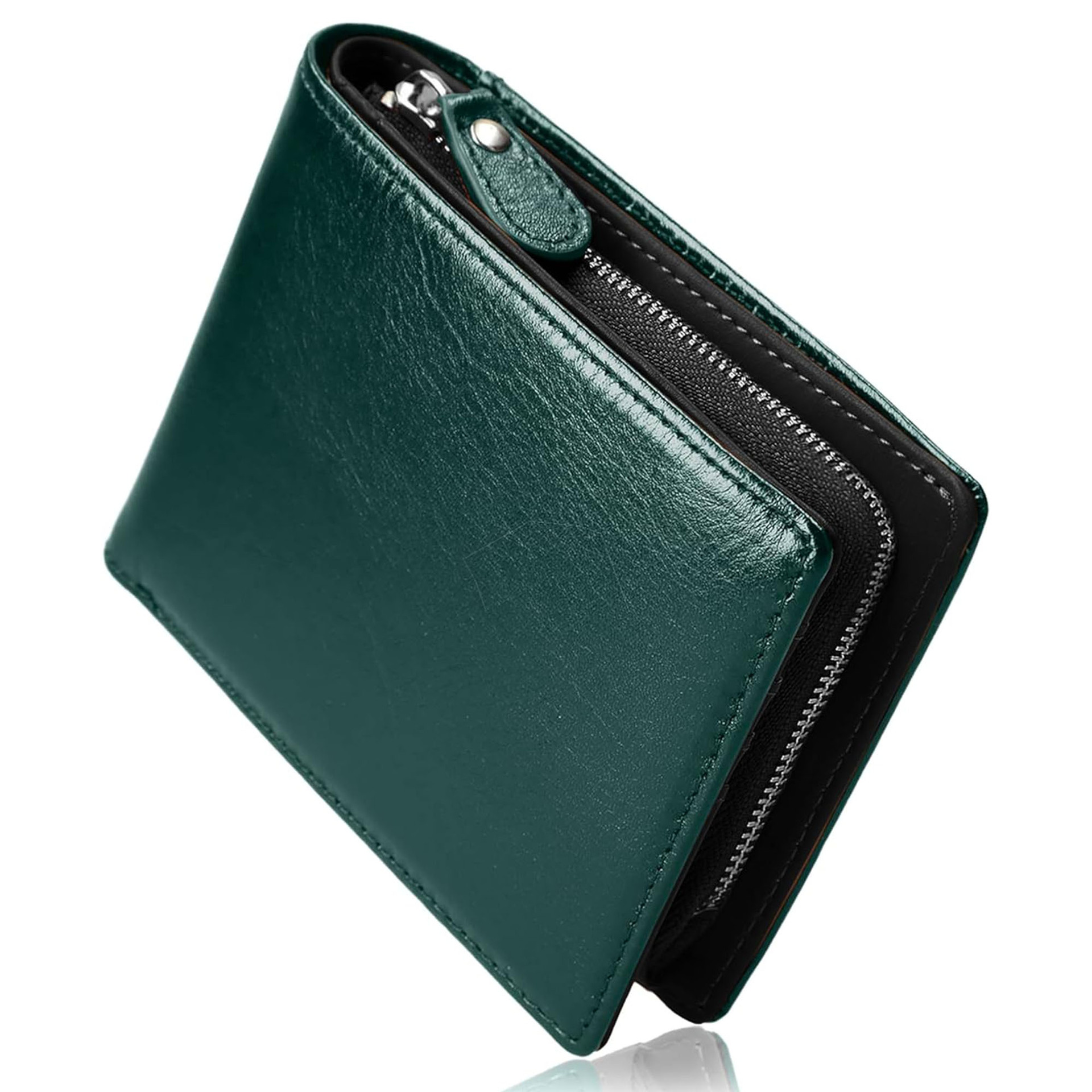 Cartera de cuero de negocios japonesa, tela financiera para hombres, billetera con cremallera de varias posiciones, cepillo antirrobo, billetera de dos pliegues de gran capacidad