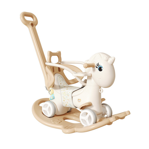 A Magic Silent Riding Horse Toy for Children, Small Wooden Horse, Baby Toy, Scooter, Multifunction with Guardrail and Anti-Fall