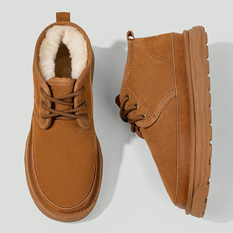 Snow Boots Men's Winter Long Velvet fleece-lined Thickened Sole Non-slip High-top Men's Warm Fashionable Large Cotton Shoes