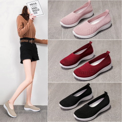 Women's Foreign Trade Shoes 2023 Summer Knitted Lattice Mesh Shoes, Low-Top Casual Shoes, Soft Insole, Breathable, For Middle-Aged and Elderly Mothers