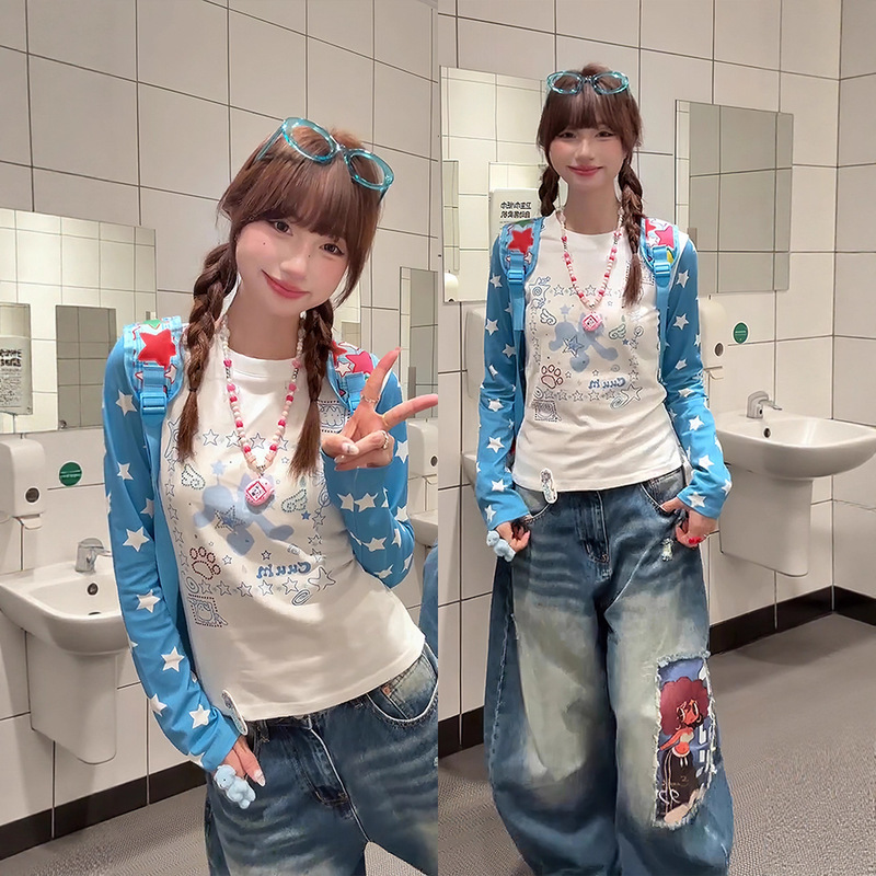 American Style 2025 New Casual Versatile Christmas Plaid Round Neck Sweatshirt Raglan Sleeves Wa2