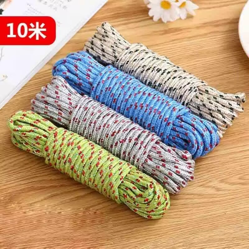 Tendedero antideslizante y a prueba de viento para balcón exterior engrosado multiusos 10 metros tendedero secado edredón secado ropa cuerda de nailon