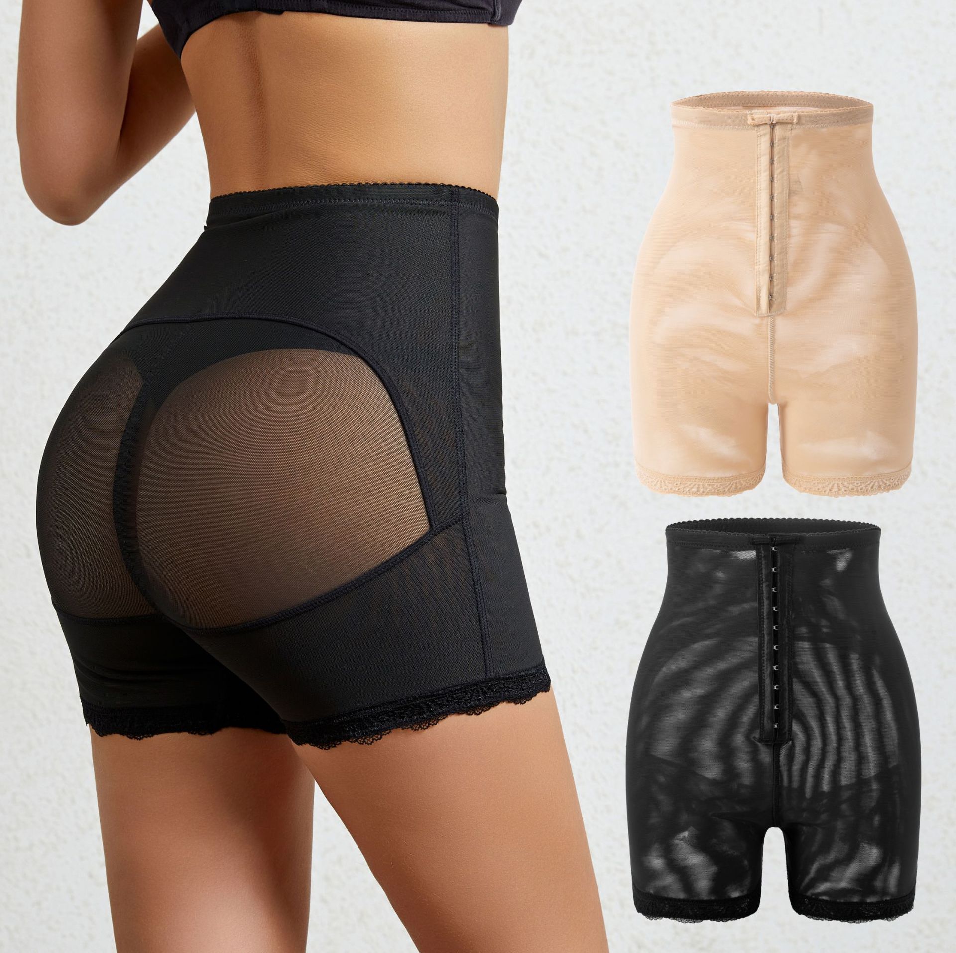 Cross-border high-waisted breasted tummy-tightening pants for body-shaping, butt-lifting, butt-exposed butt-enhancing pants for women after childbirth, tummy-tightening underwear