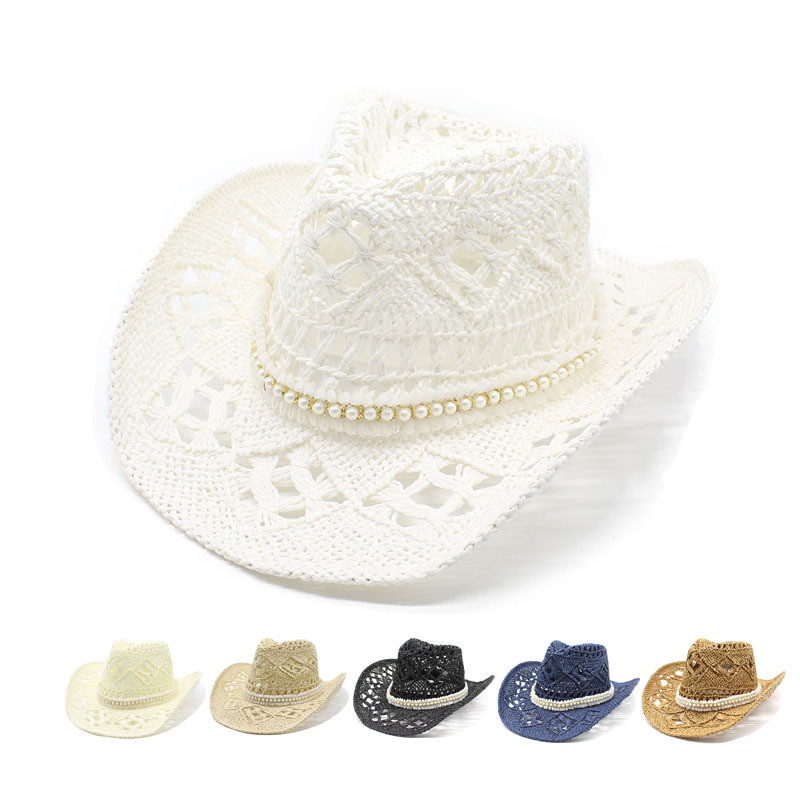 Unisex Cowboy Style Solid Color Big Eaves Straw Hat display picture 1
